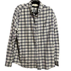 Aeropostale Mens XL Blue White Plaid Button Down Long Sleeve Shirt Pocket